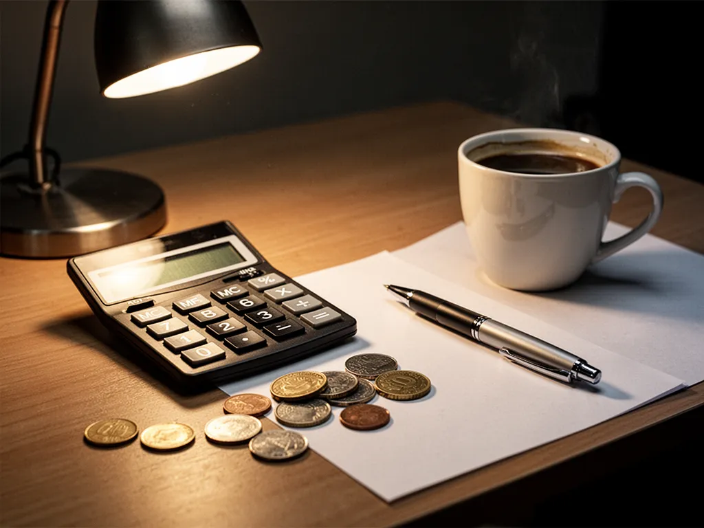 Calculatrice, relevé de carrière et feuilles de calcul posés sur un bureau