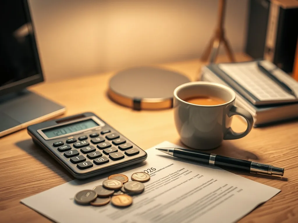 Contrat d'assurance-vie ouvert sur une table, avec un stylo et une calculatrice, à côté d'un écran montrant un comparatif en ligne.