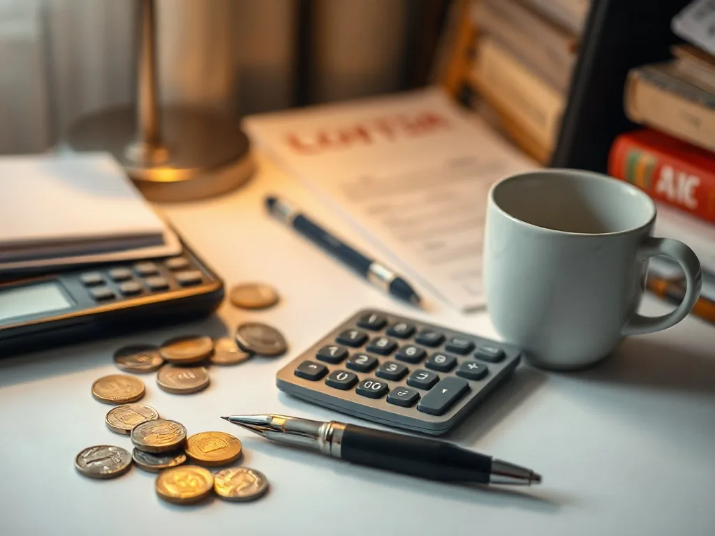 Écran affichant un simulateur de rachat de trimestres de retraite à côté d'une calculette et d'un bulletin de pension